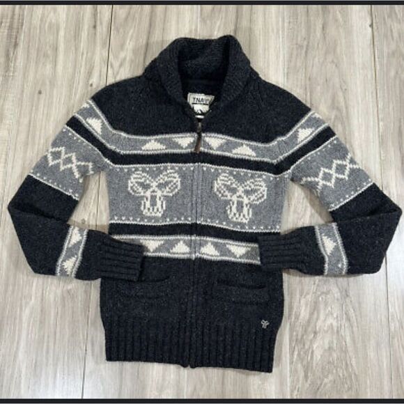 Aritzia TNA Sea To Sky Cowichan 100% Lambswool Gray Knit Cardigan Zip-Up Sweater - Picture 2 of 11